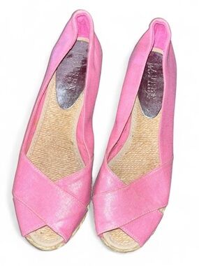 Lauren Ralph Lauren Pink Women's Espadrille Wedge Peep-Toe Shoes